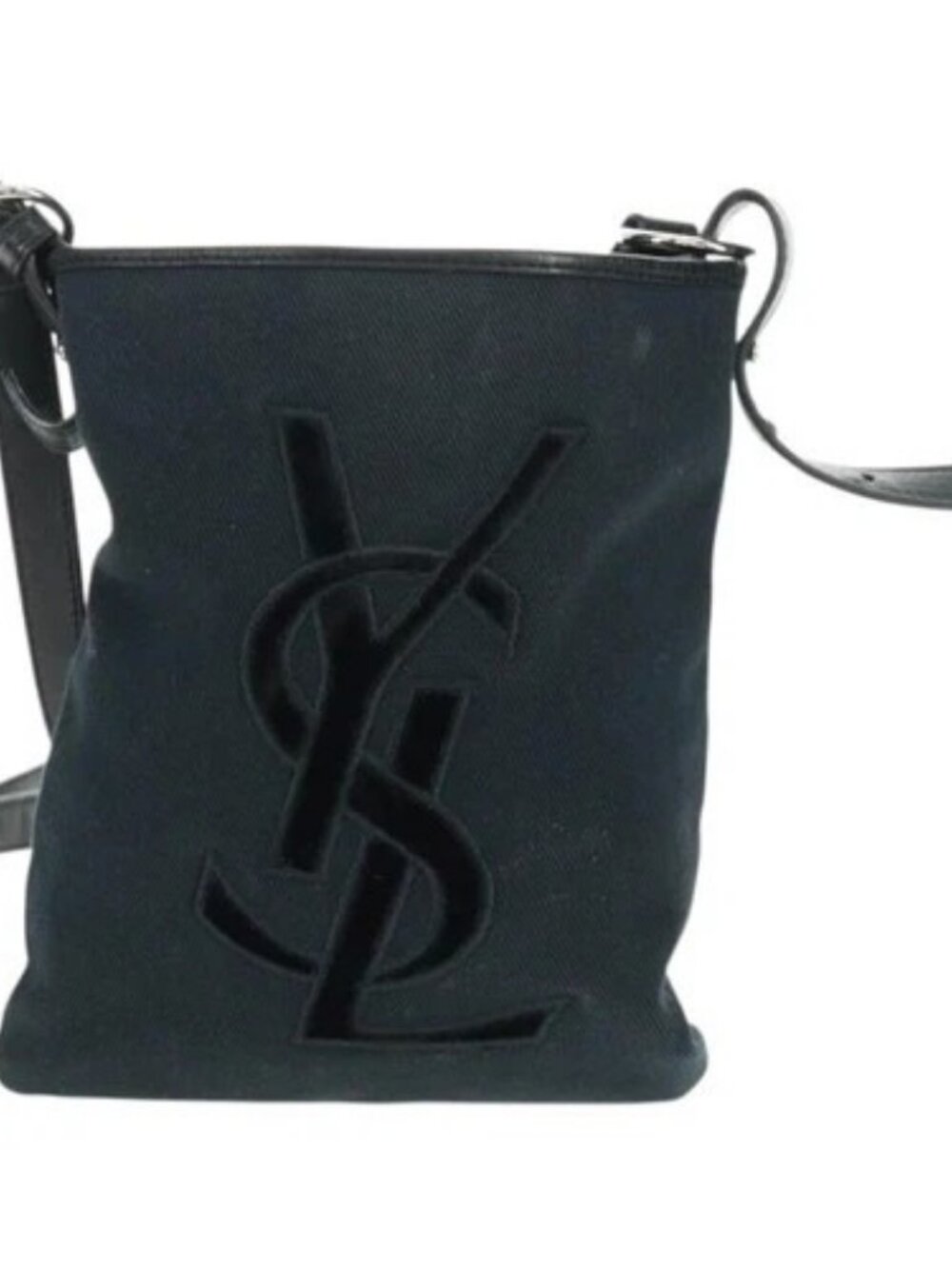 SAINT LAURENT Shoulder Bag Canvas Black Silver Auth SW1966V - Picture 12 of 16